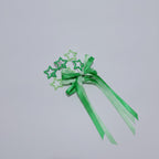 Star & Bow Hair Clip Set - Dual Green