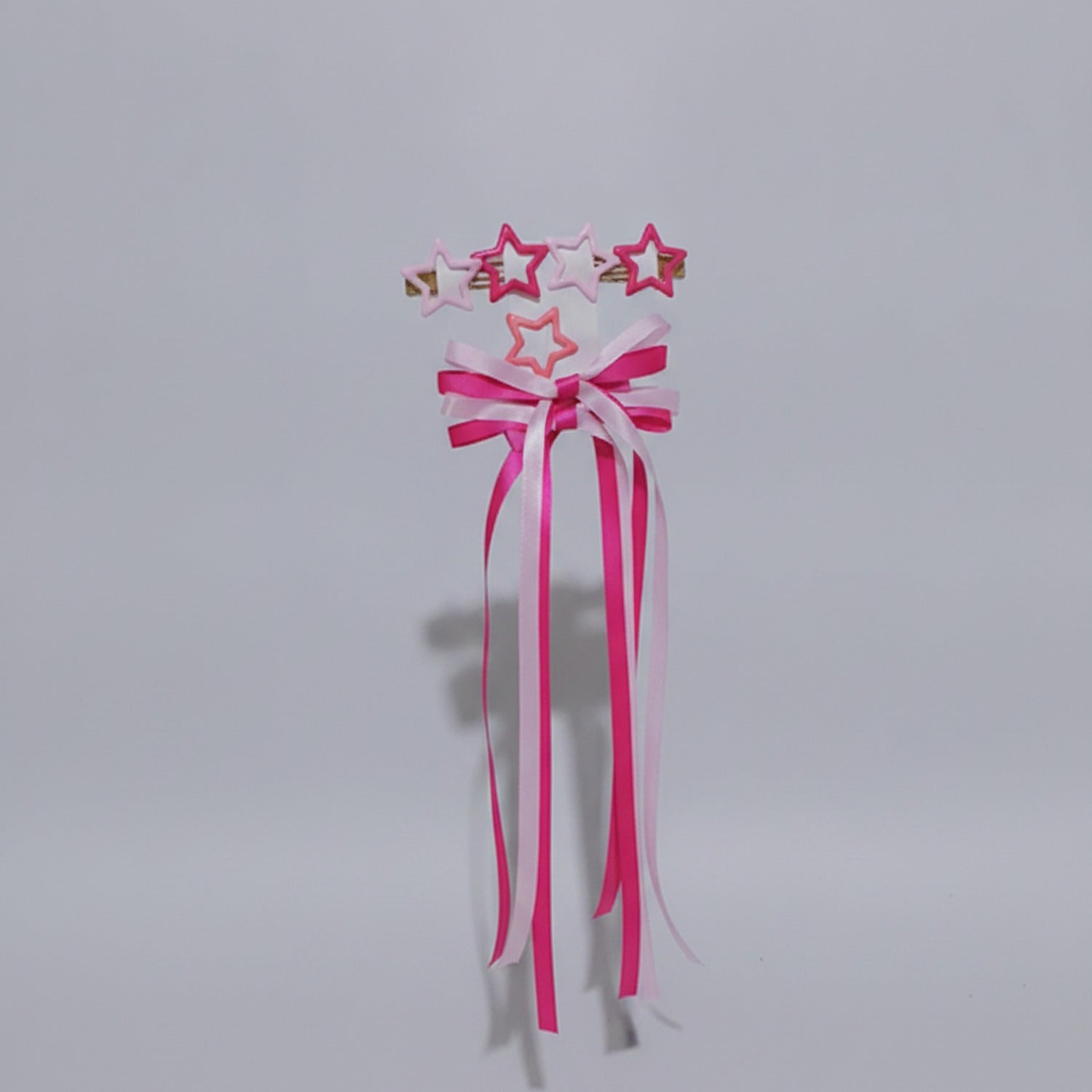 Star & Bow Hair Clip Set - Pink & Light Pink