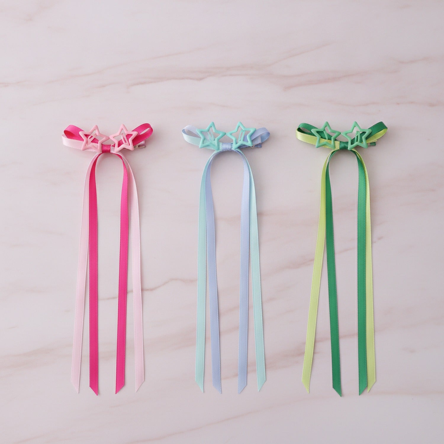 Star & Bow Hair Clip Set - Dual Purple