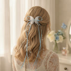 Butterfly Ribbon Dangling Pearl Hair Clip – hair accessories (view 3)