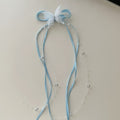 Butterfly Ribbon Dangling Pearl Hair Clip – hair accessories (view 1)
