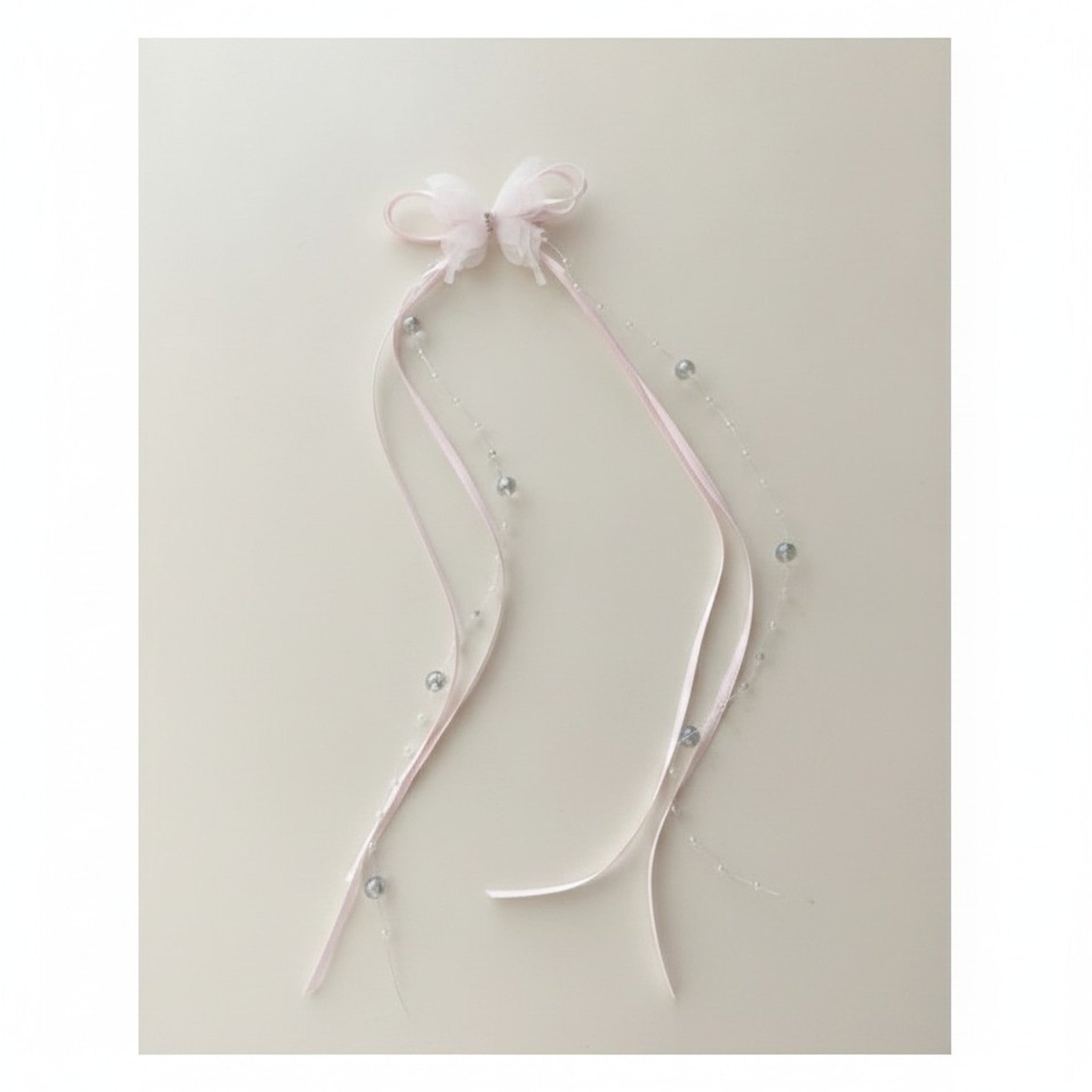 Butterfly Ribbon Dangling Pearl Hair Clip – hair accessories (view 2)