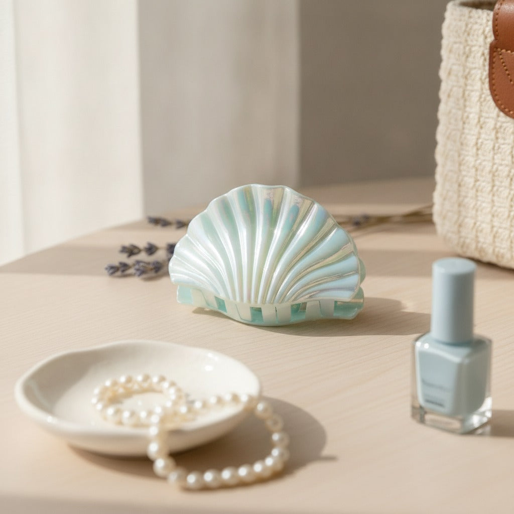 Mermaid Iridescent Seashell Hair Claw – hair accessories (view 4)