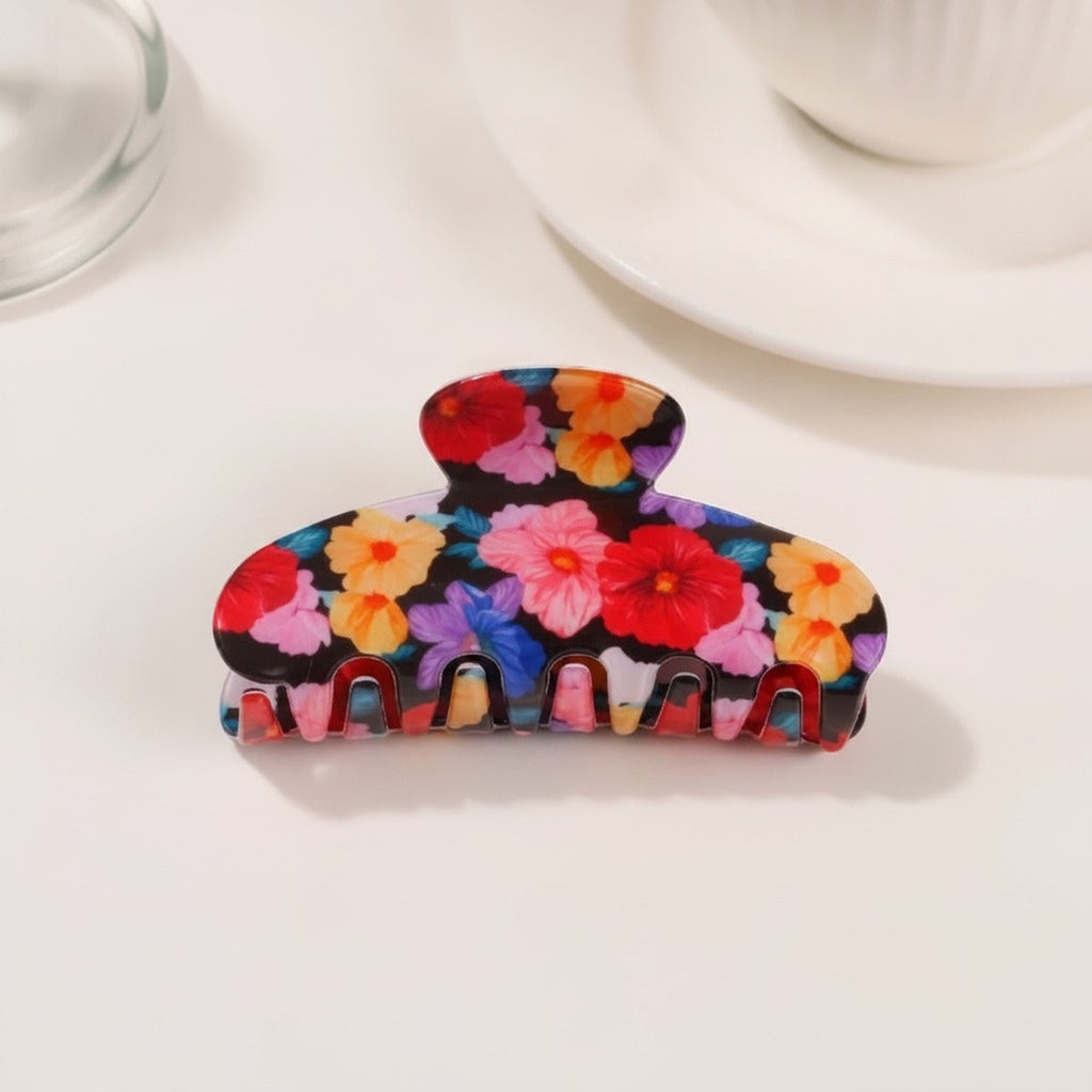 Floral Print Large Hair Claw Clip – hair accessories (view 1)