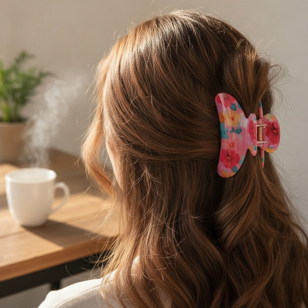 Floral Print Large Hair Claw Clip – hair accessories (view 4)