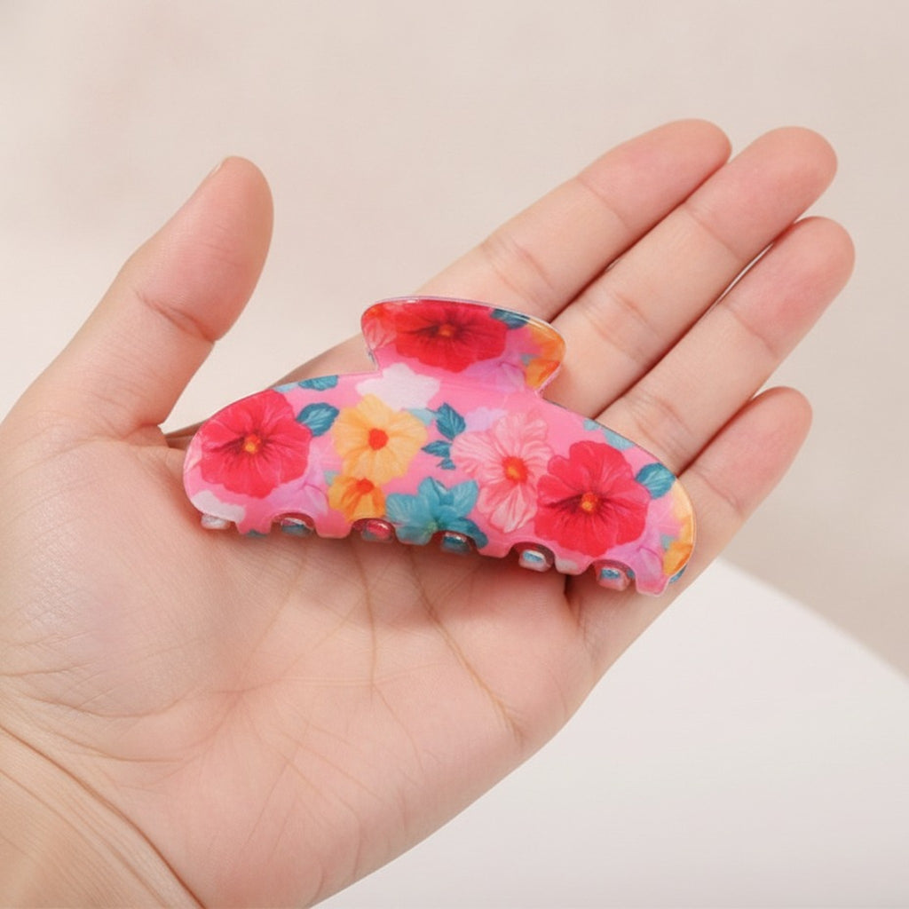 Floral Print Large Hair Claw Clip – hair accessories (view 5)