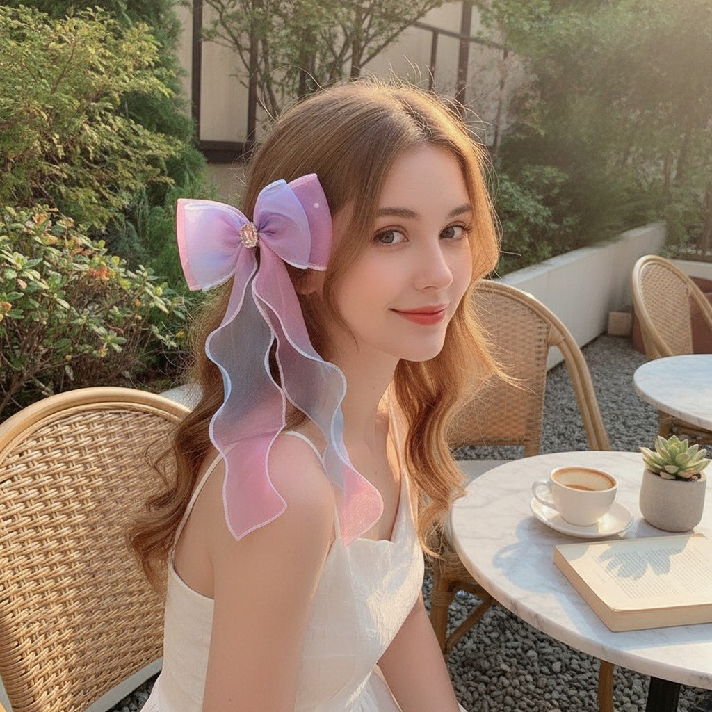 Elegant Ombre Hair Bow Clip – hair accessories (view 5)