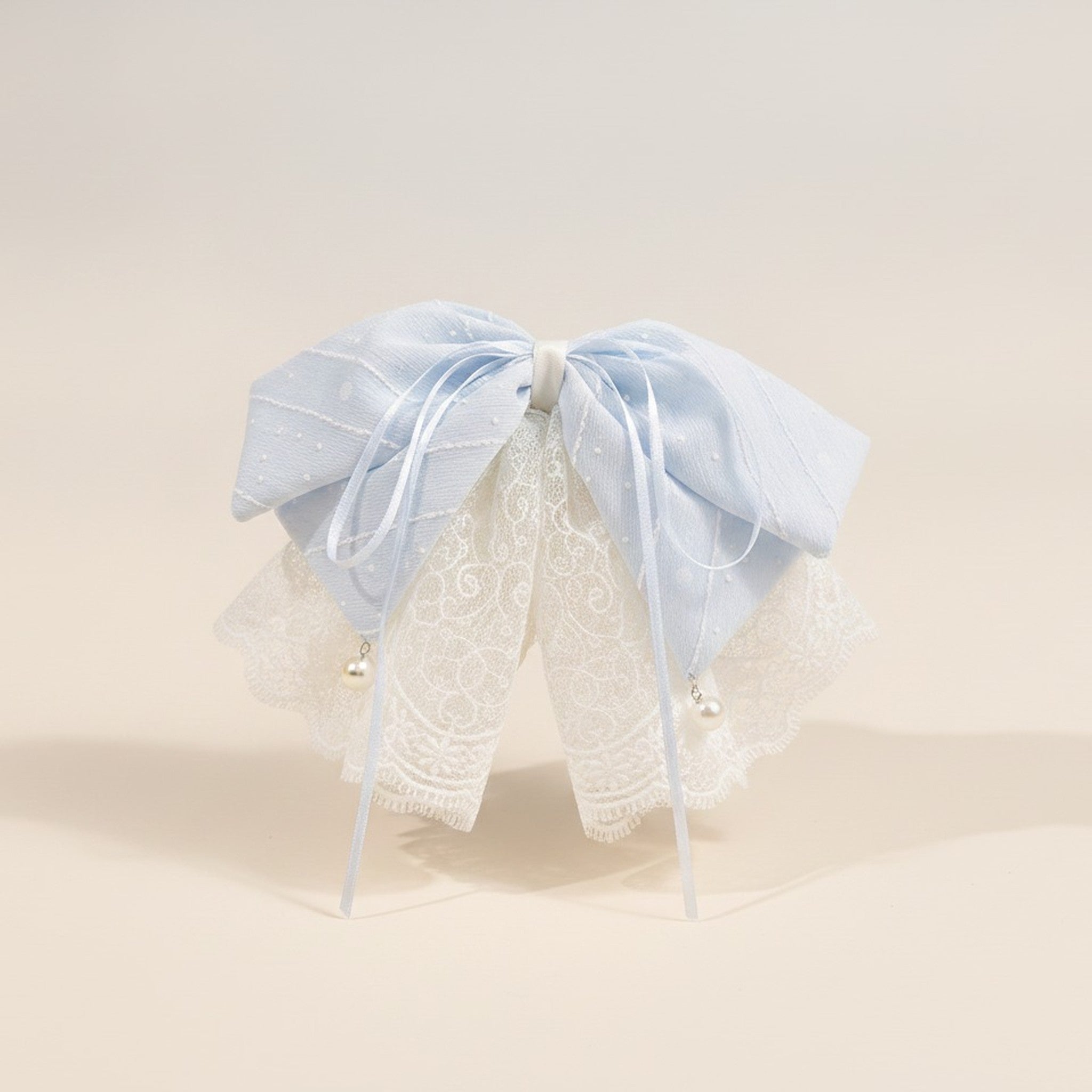 Elegant Lace Pearl Bow Hair Clip – hair accessories (view 2)
