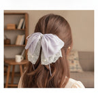 Elegant Lace Pearl Bow Hair Clip – hair accessories (view 3)