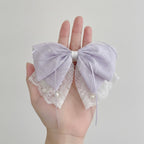 Elegant Lace Pearl Bow Hair Clip – hair accessories (view 4)