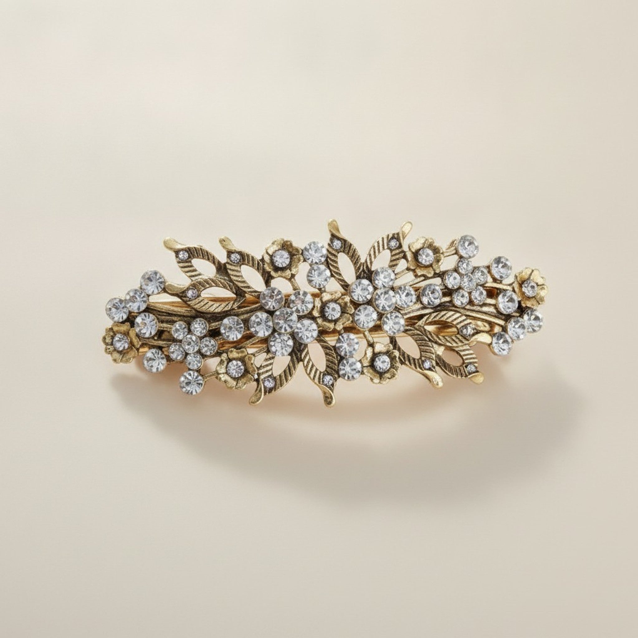 Elegant Floral Rhinestone Hair Barrette – hair accessories (view 1)