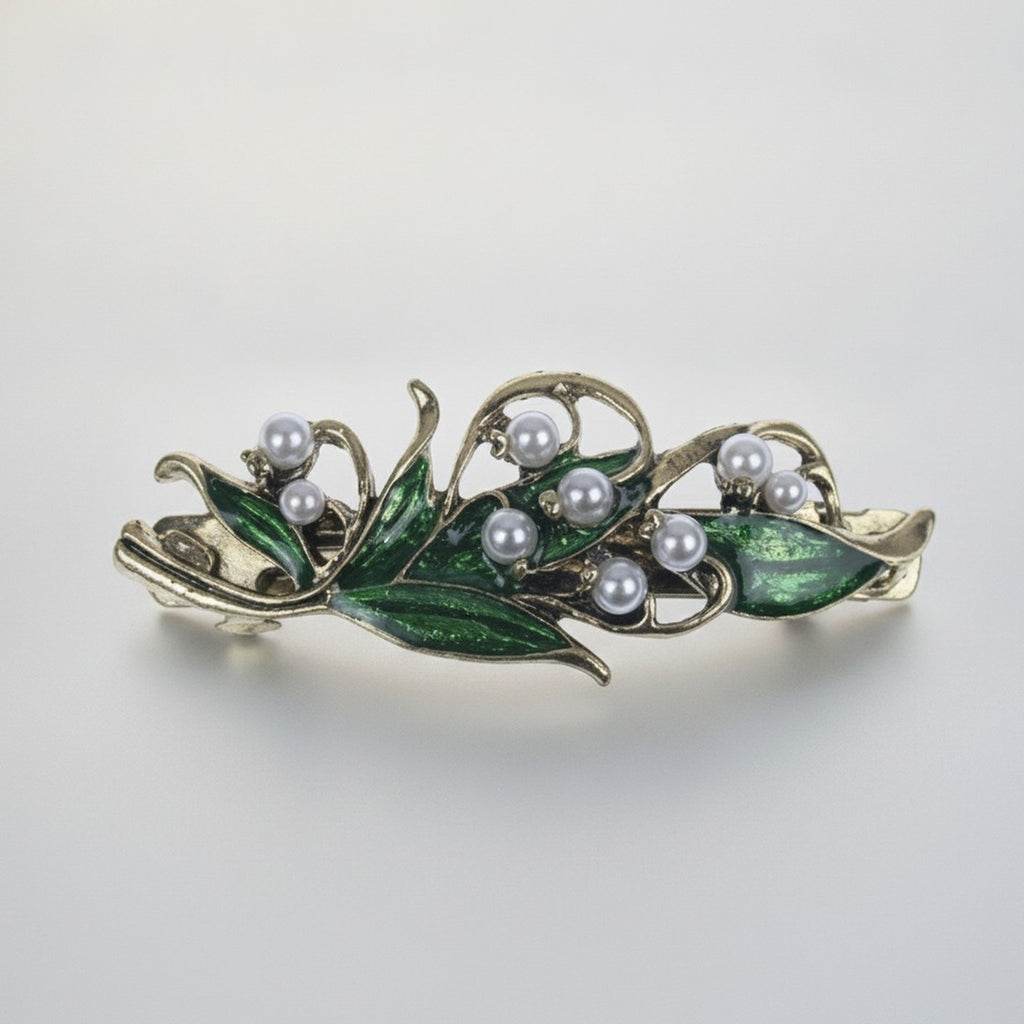 Vintage Style Leaf Pearl Hair Barrette – hair accessories (view 1)