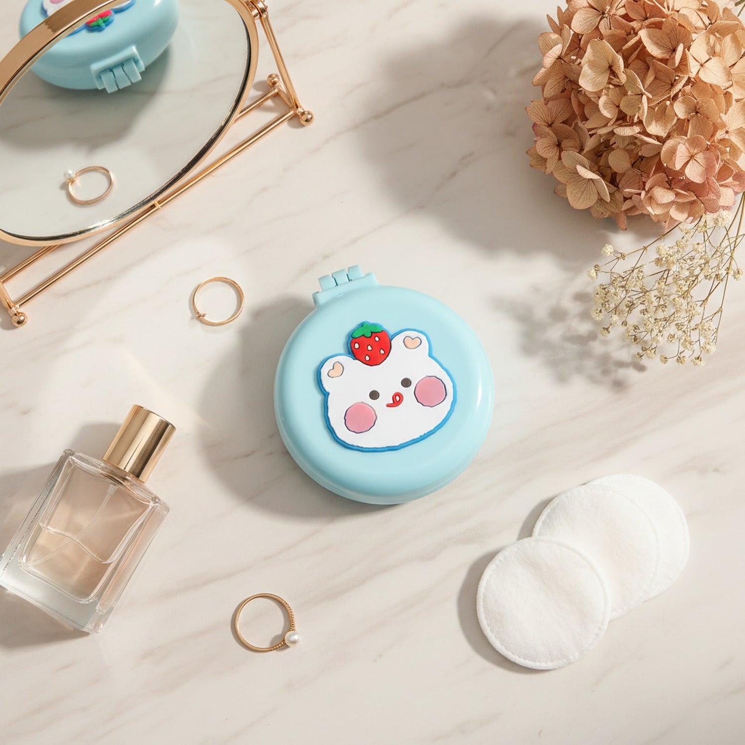 Cute Bear Compact Mirror & Folding Hair Brush