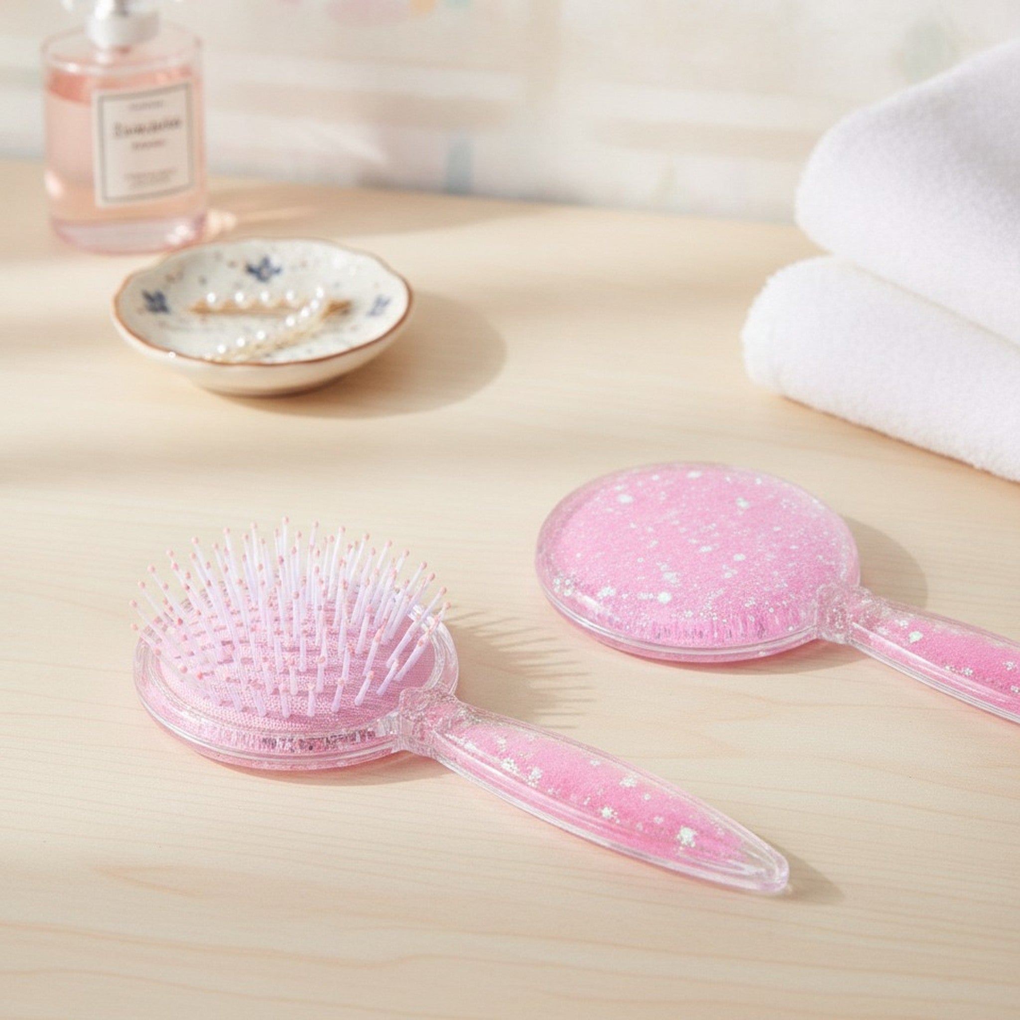 Glitter Sparkle Round Hairbrush – Korean beauty tool (view 2)