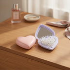 Heart Compact Mirror Hair Brush Set – Korean beauty tool (view 3)