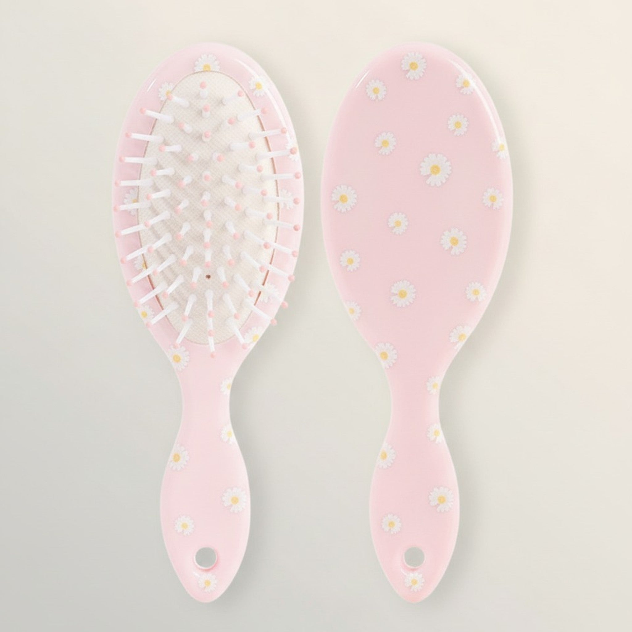 Daisy Patterned Oval Paddle Hairbrush – Korean beauty tool (view 2)
