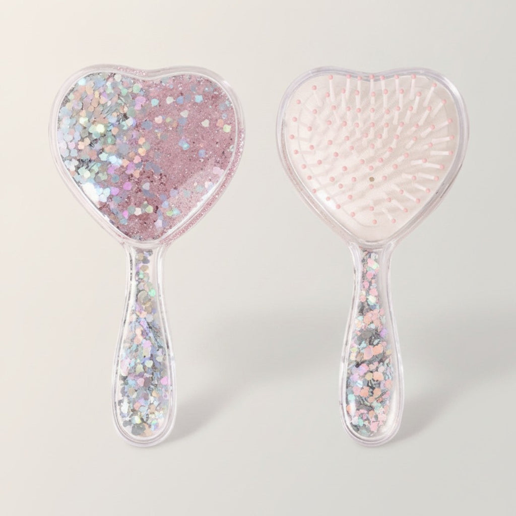 Glitter Heart Shaped Hairbrush – Korean beauty tool (view 2)