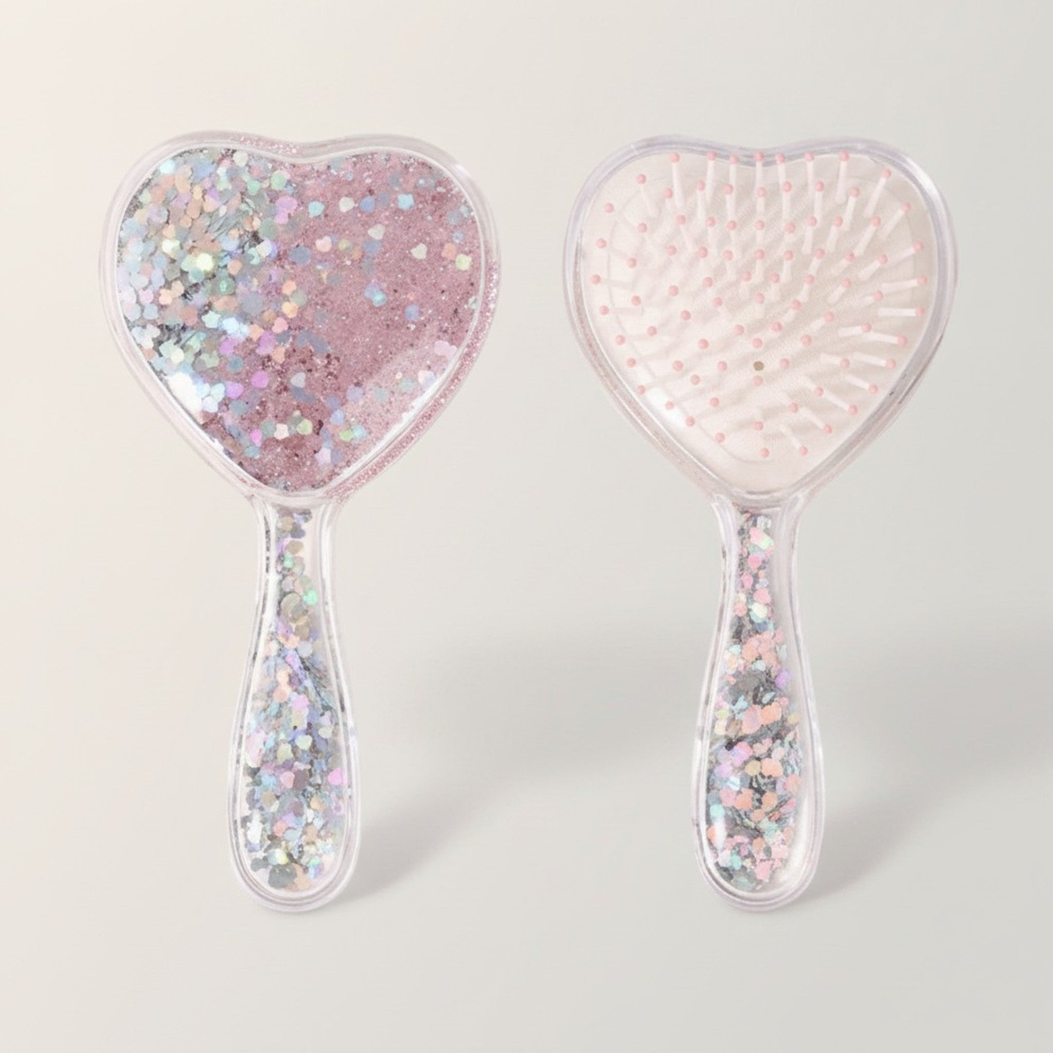 Glitter Heart Shaped Hairbrush – Korean beauty tool (view 2)