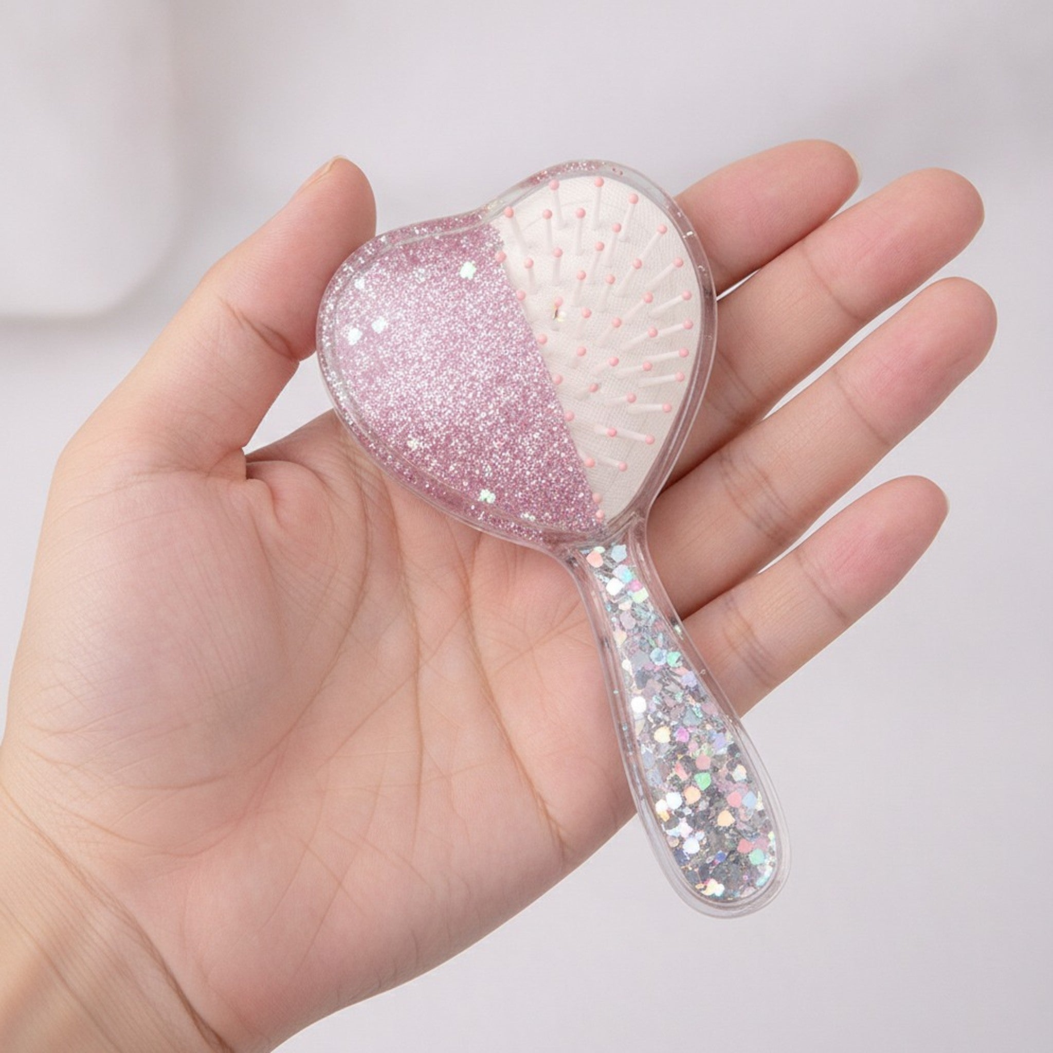 Glitter Heart Shaped Hairbrush – Korean beauty tool (view 4)