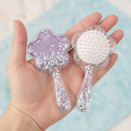 Clear Glitter Flower Design Hairbrush – hair accessories (view 4)