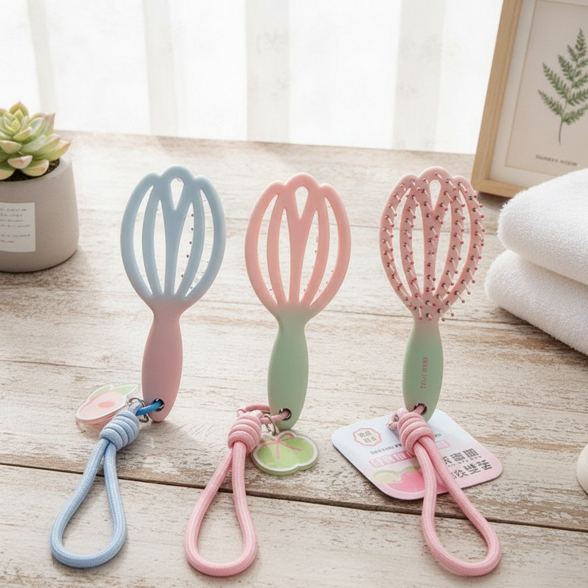 Ventilated Detangling Hair Brushes with Charm – Korean beauty tool (view 4)