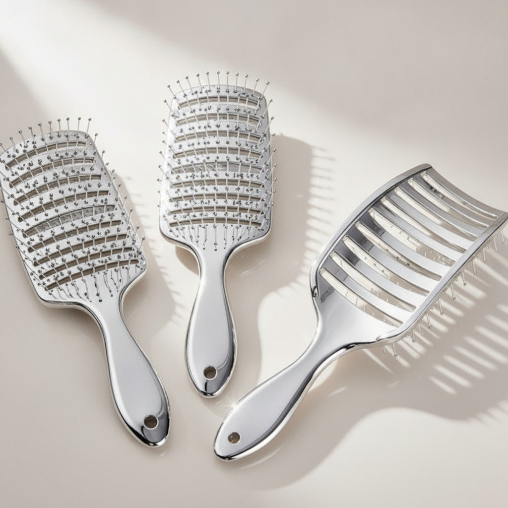 Premium Chrome Detangling Vent Hair Brushes – Korean beauty tool (view 1)