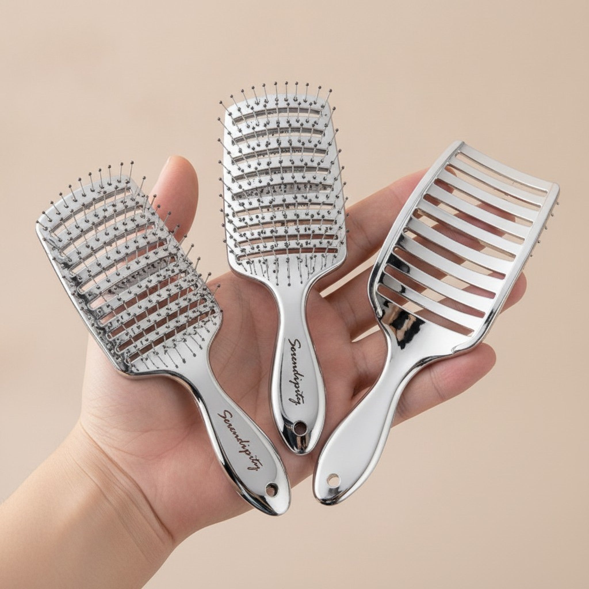 Premium Chrome Detangling Vent Hair Brushes – Korean beauty tool (view 7)