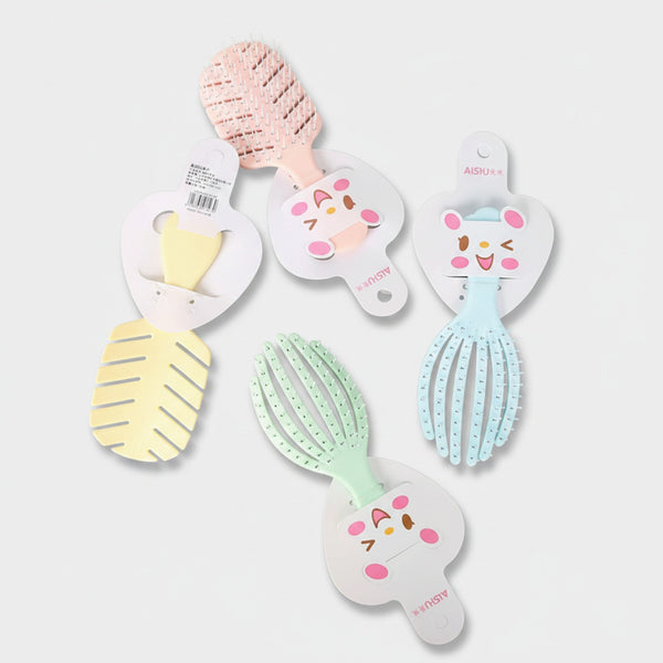 Cute Animal Hair Brush With Mirror Detail Set