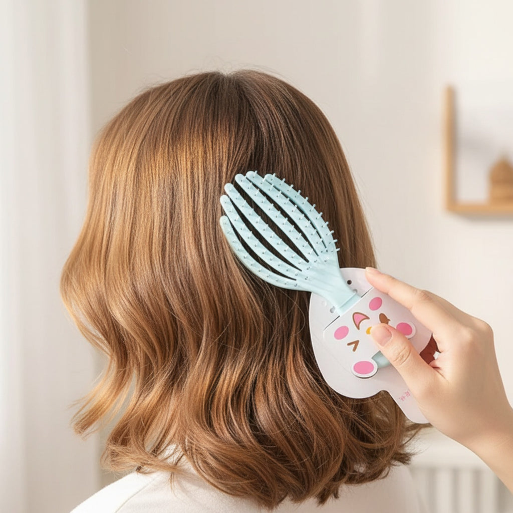 Cute Animal Hair Brush With Mirror Detail Set