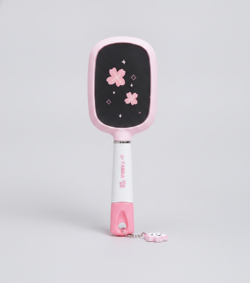 Pink Flower Charm Hair Brush Set With Mirror – Korean beauty tool (view 1)