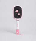Pink Flower Charm Hair Brush Set With Mirror – Korean beauty tool (view 1)