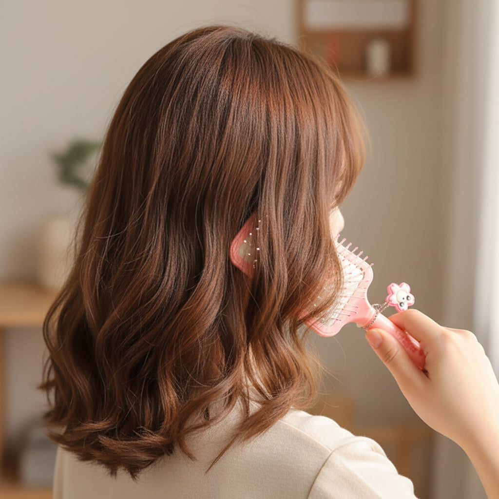 Pink Paddle Hair Brush Set With Charm Details