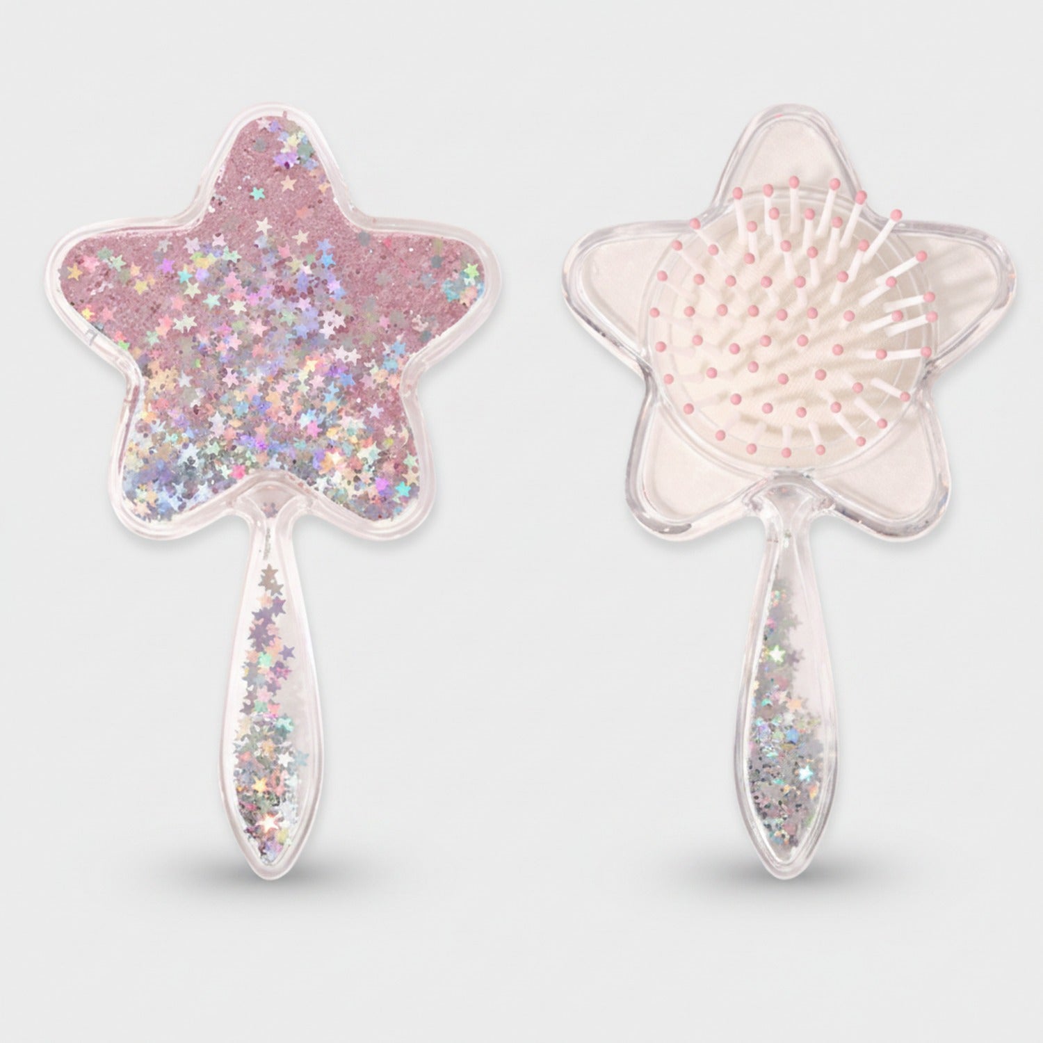 Star-Shaped Glitter Hair Brush With Beaded Handle
