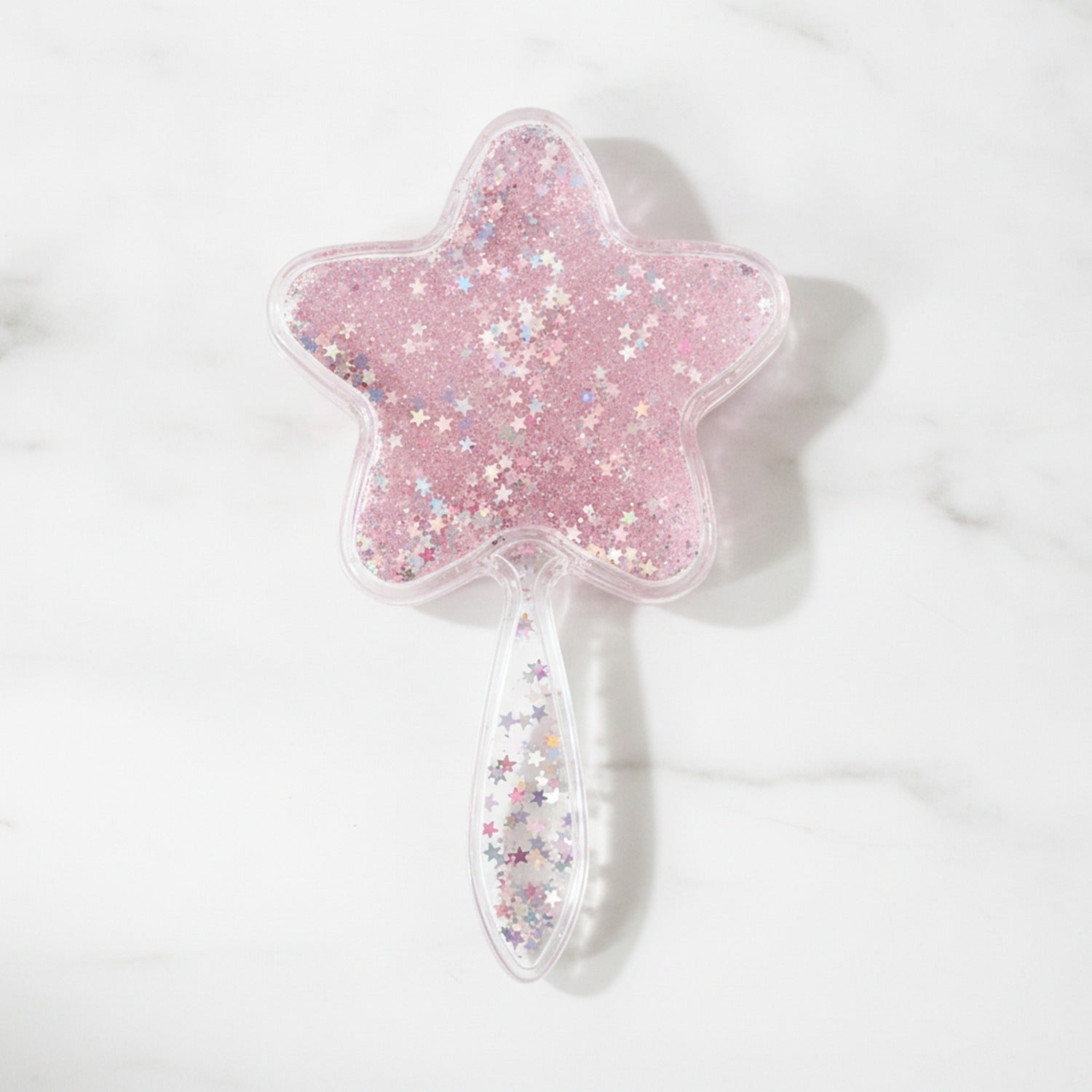 Star-Shaped Glitter Hair Brush With Beaded Handle