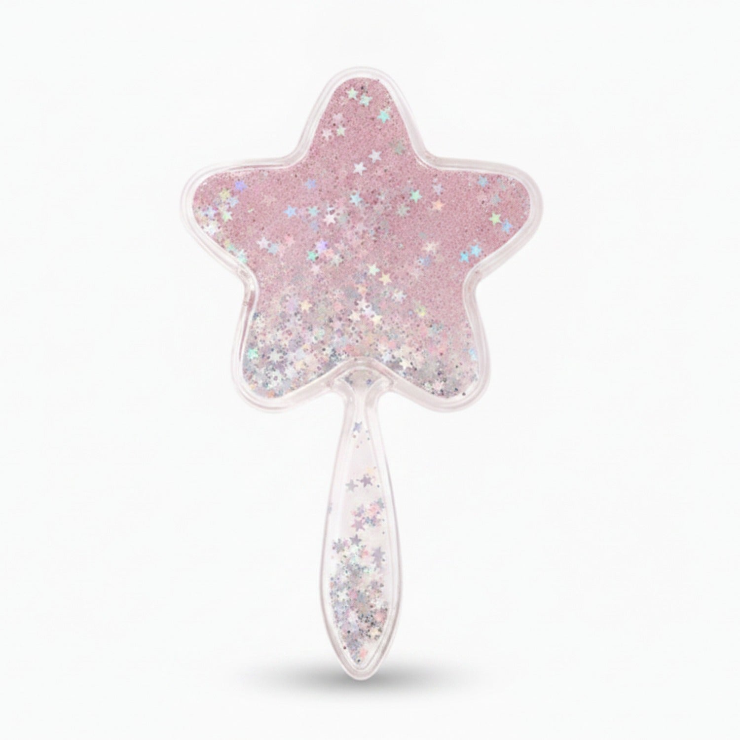 Star-Shaped Glitter Hair Brush With Beaded Handle