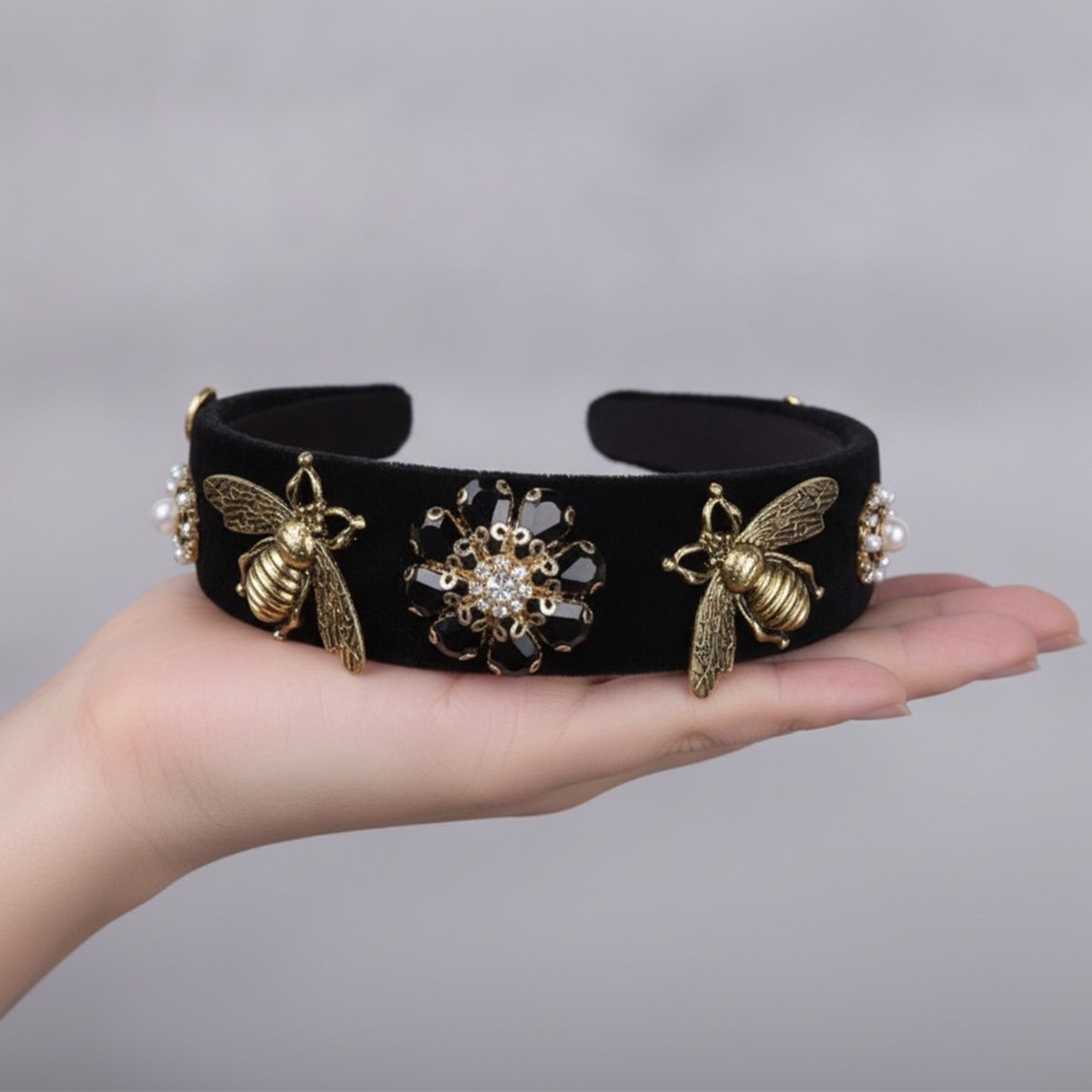 Embellished Bee and Floral Headband – hair accessories (view 3)