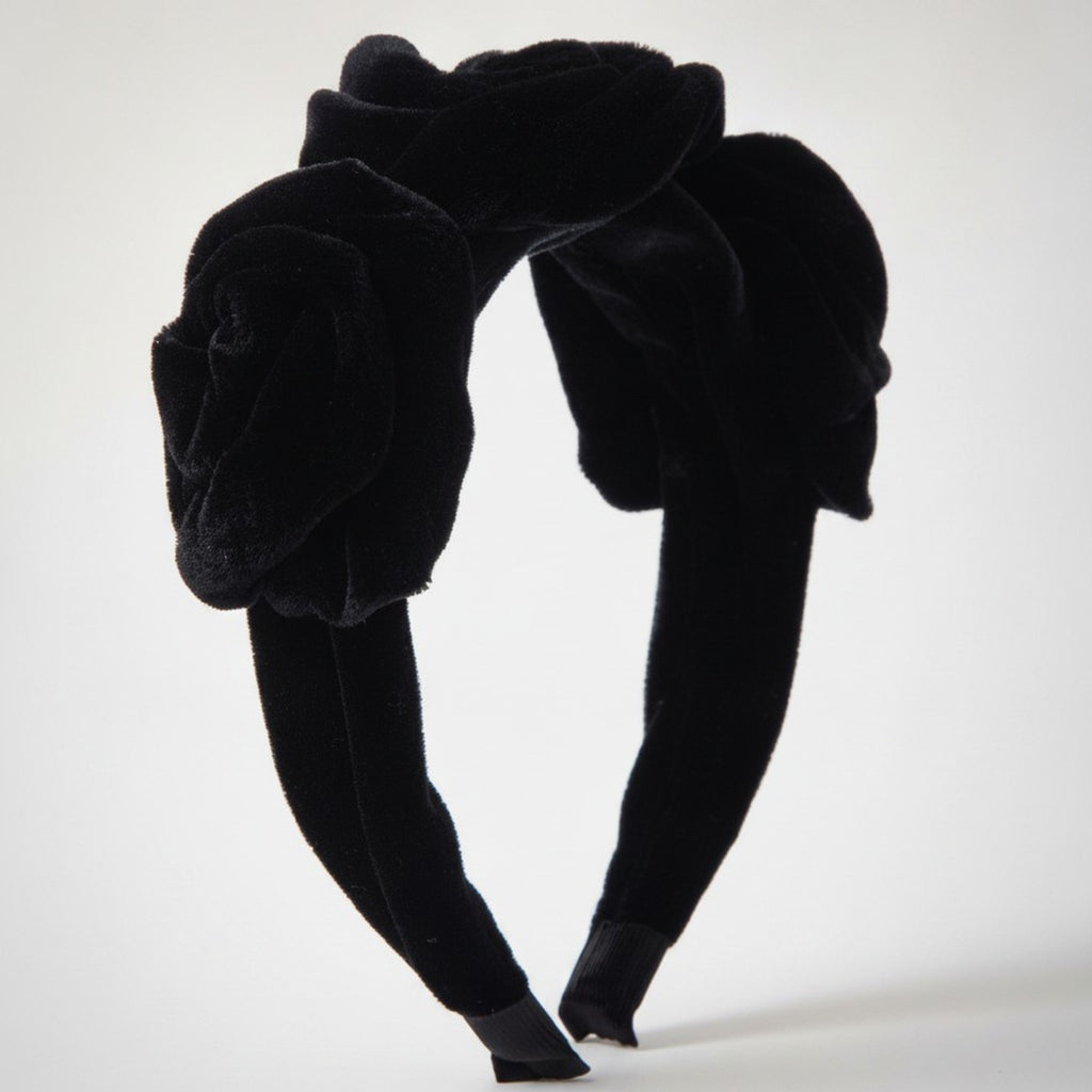 Velvet Ruffled Embellished Headband – hair accessories (view 1)