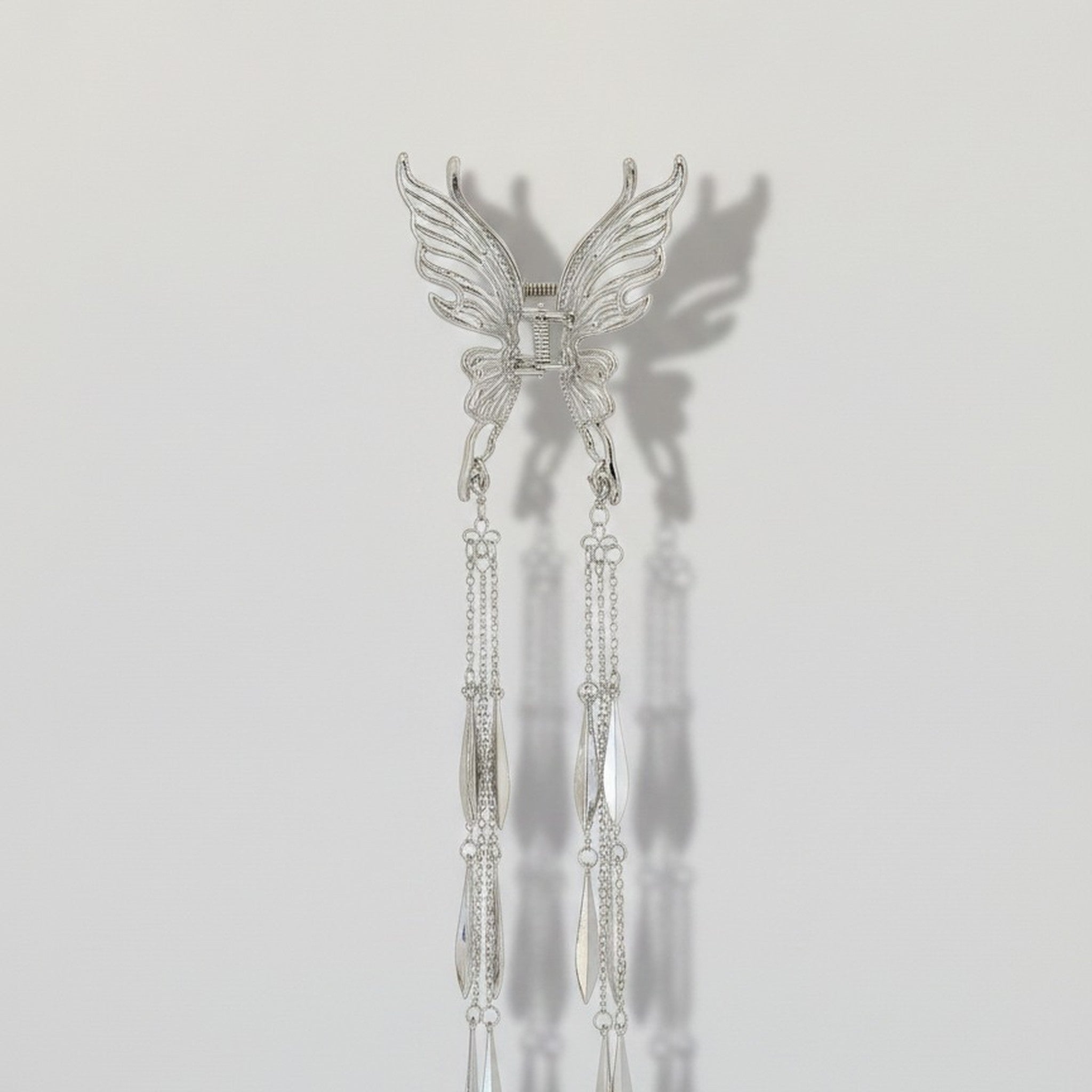 Iridescent Butterfly Beaded Dangle Hair Clips – hair accessories (view 3)