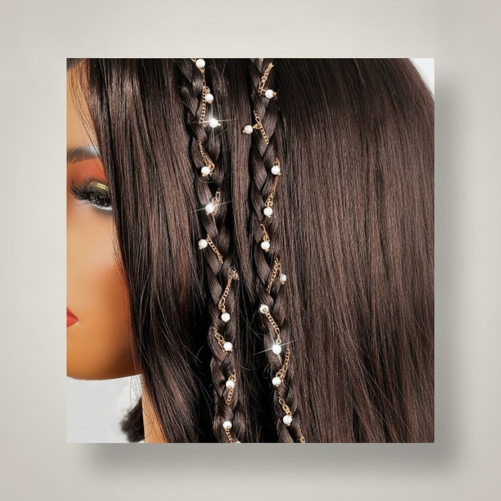 Elegant Pearl Hair Braid Chains – hair accessories (view 1)