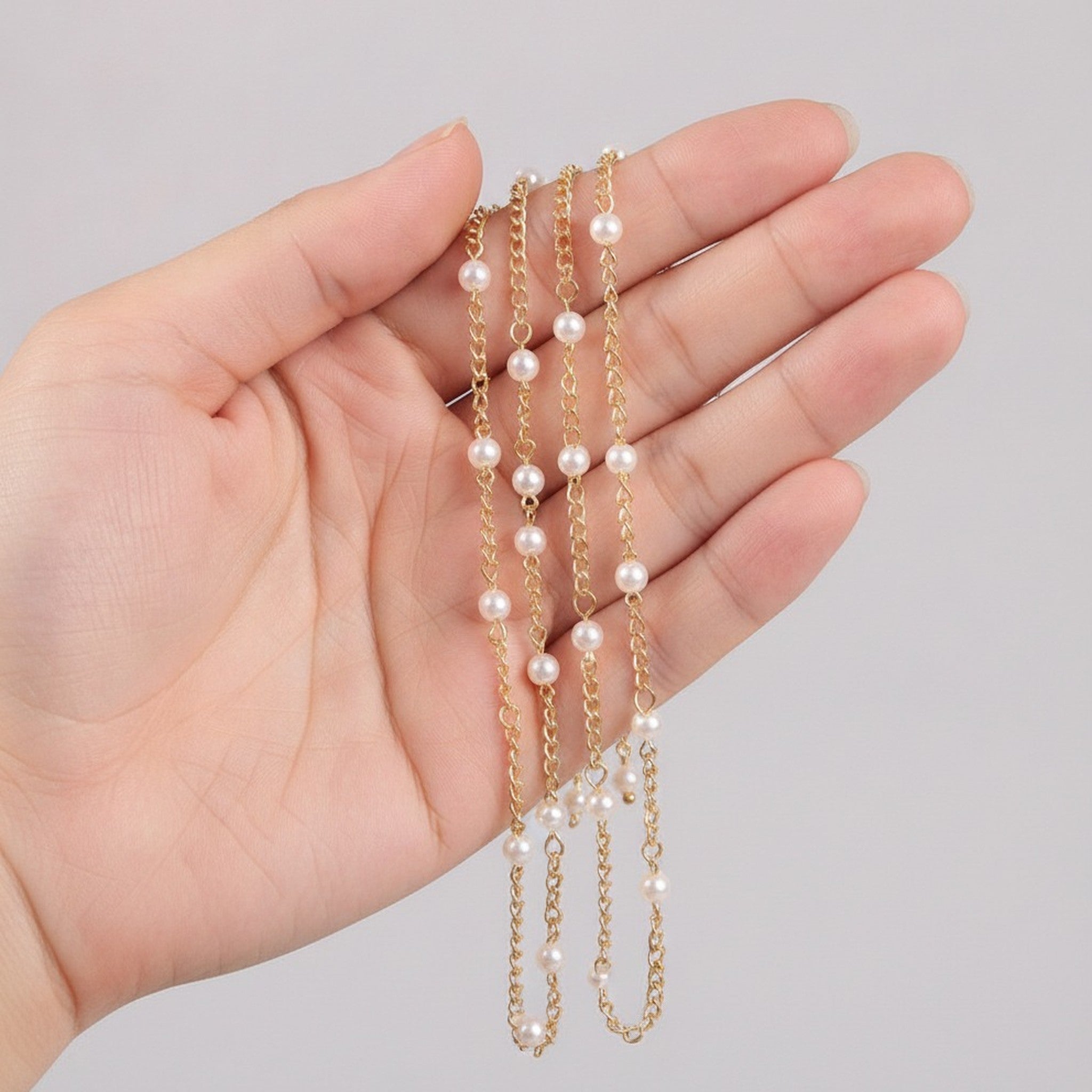 Elegant Gold Pearl Chain Hair Braid Jewelry Accessory