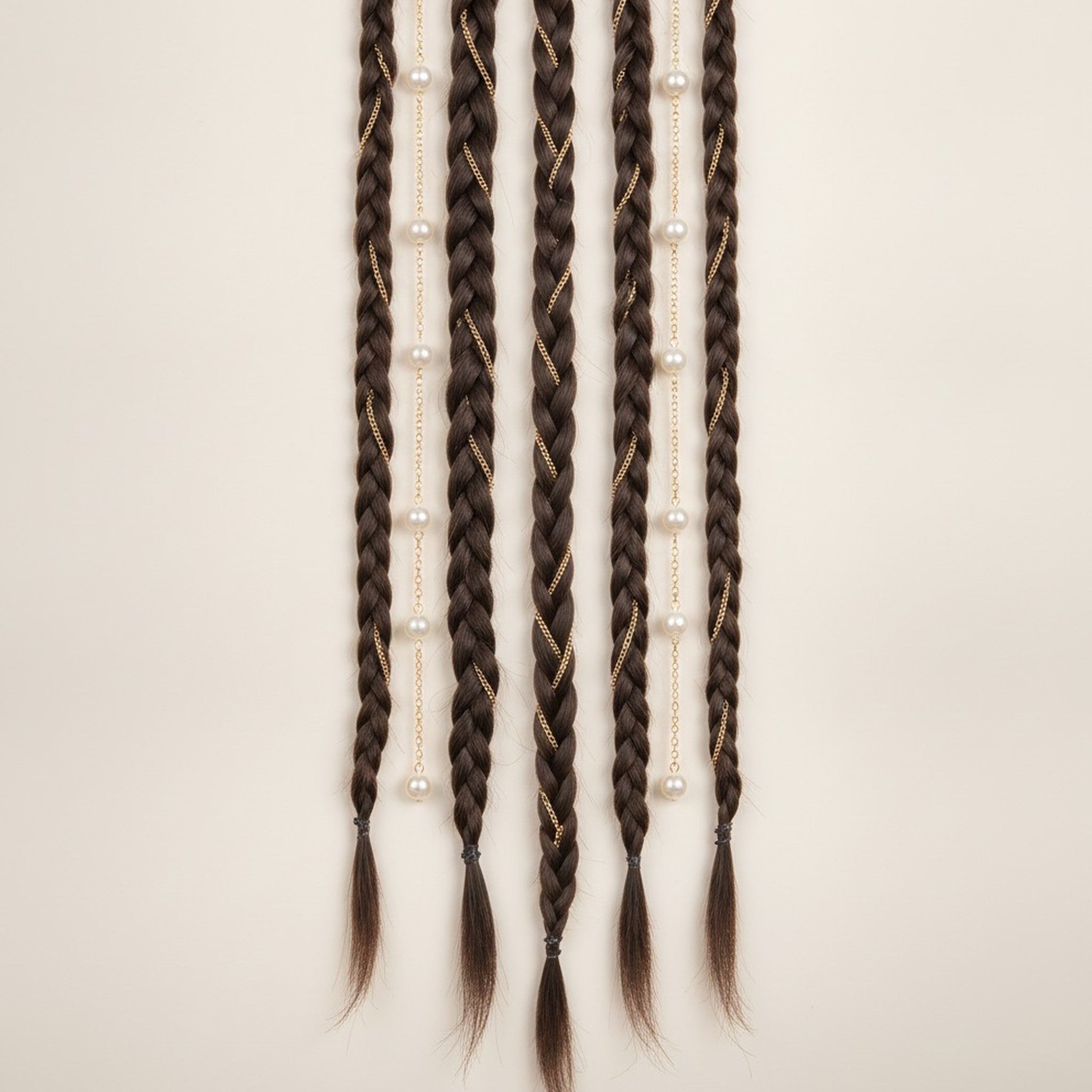 Elegant Gold Pearl Chain Hair Braid Jewelry Accessory