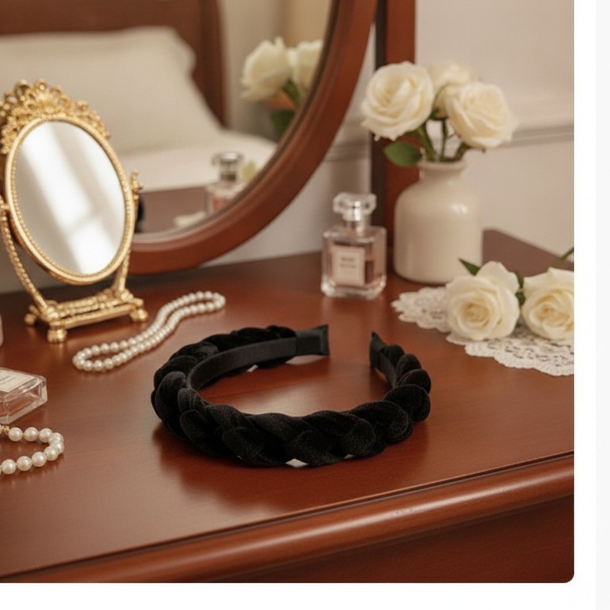 Elegant Braided Velvet Hair Headband Accessory – hair accessories (view 3)