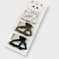 Cat Ear Hair Clips Set - White Black Brown