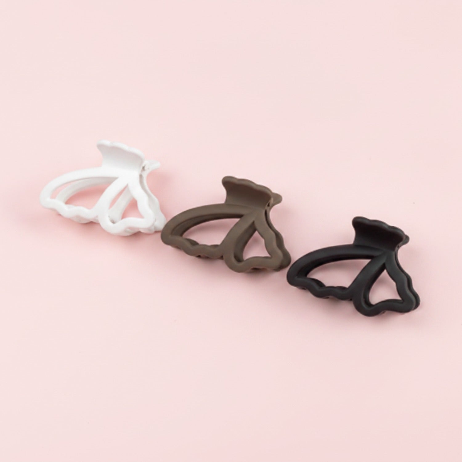Cat Ear Hair Clips Set - White Black Brown