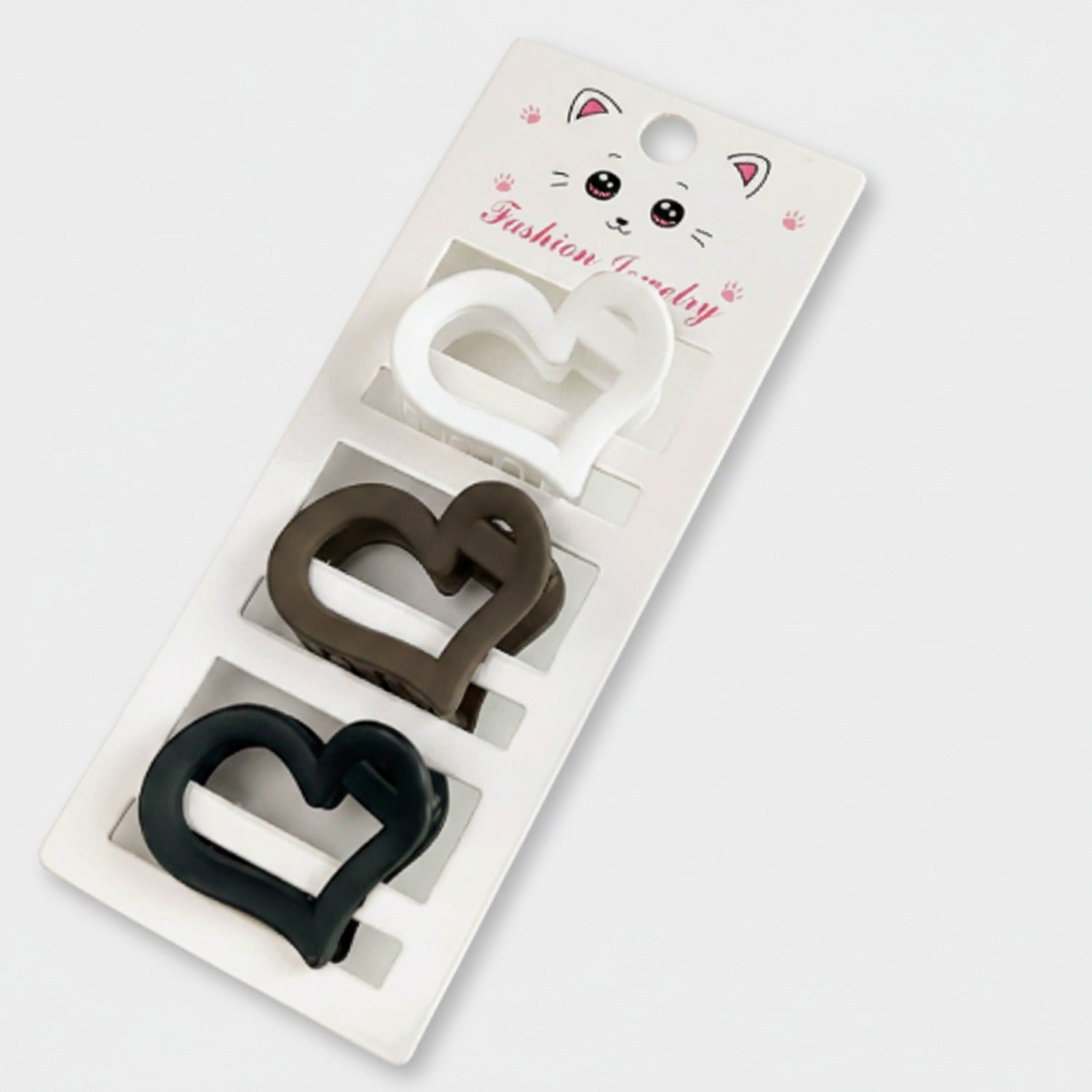 Heart-Shaped Hair Clips Set Three-Pack