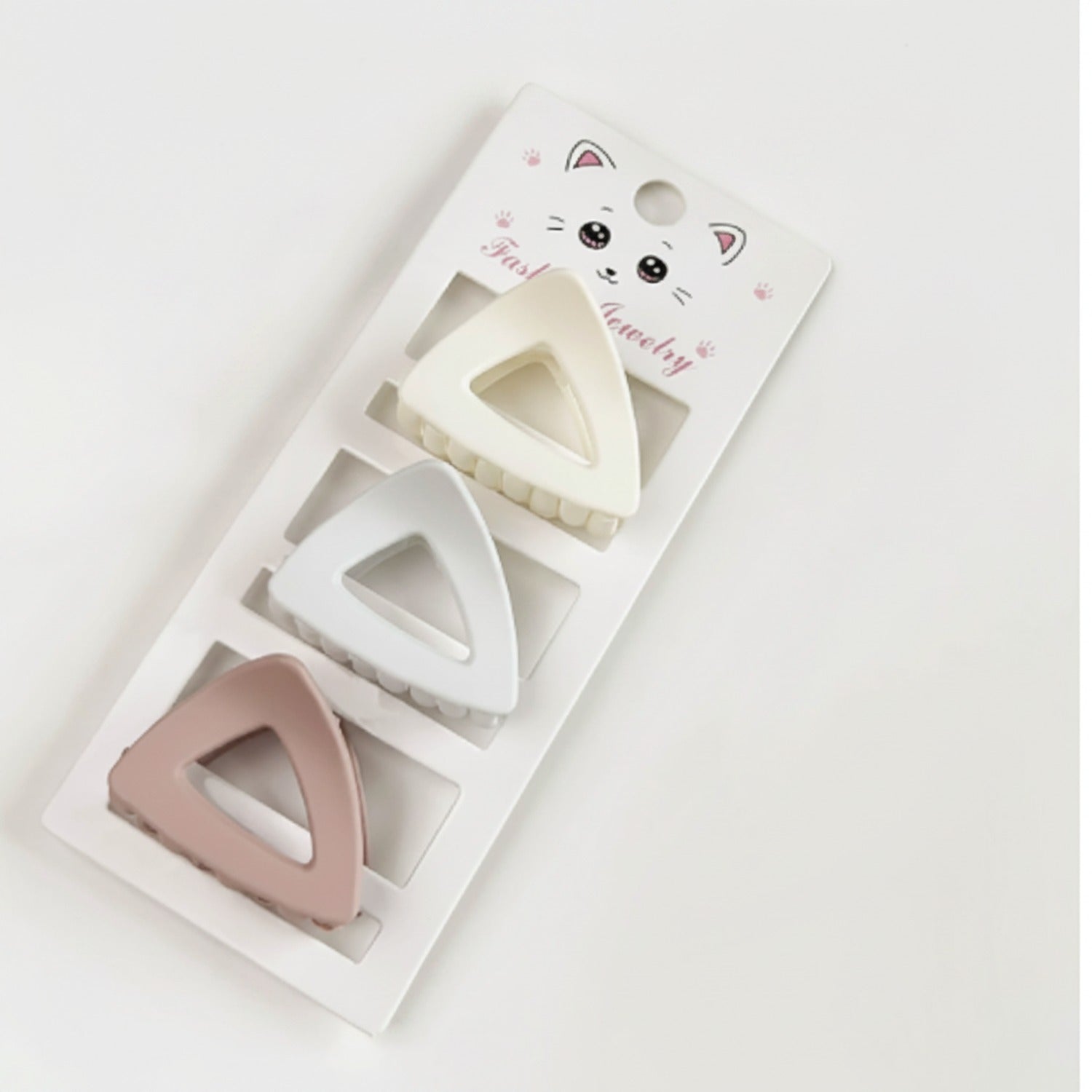 Triangle Hair Clips Set Pastel Cute Kitty