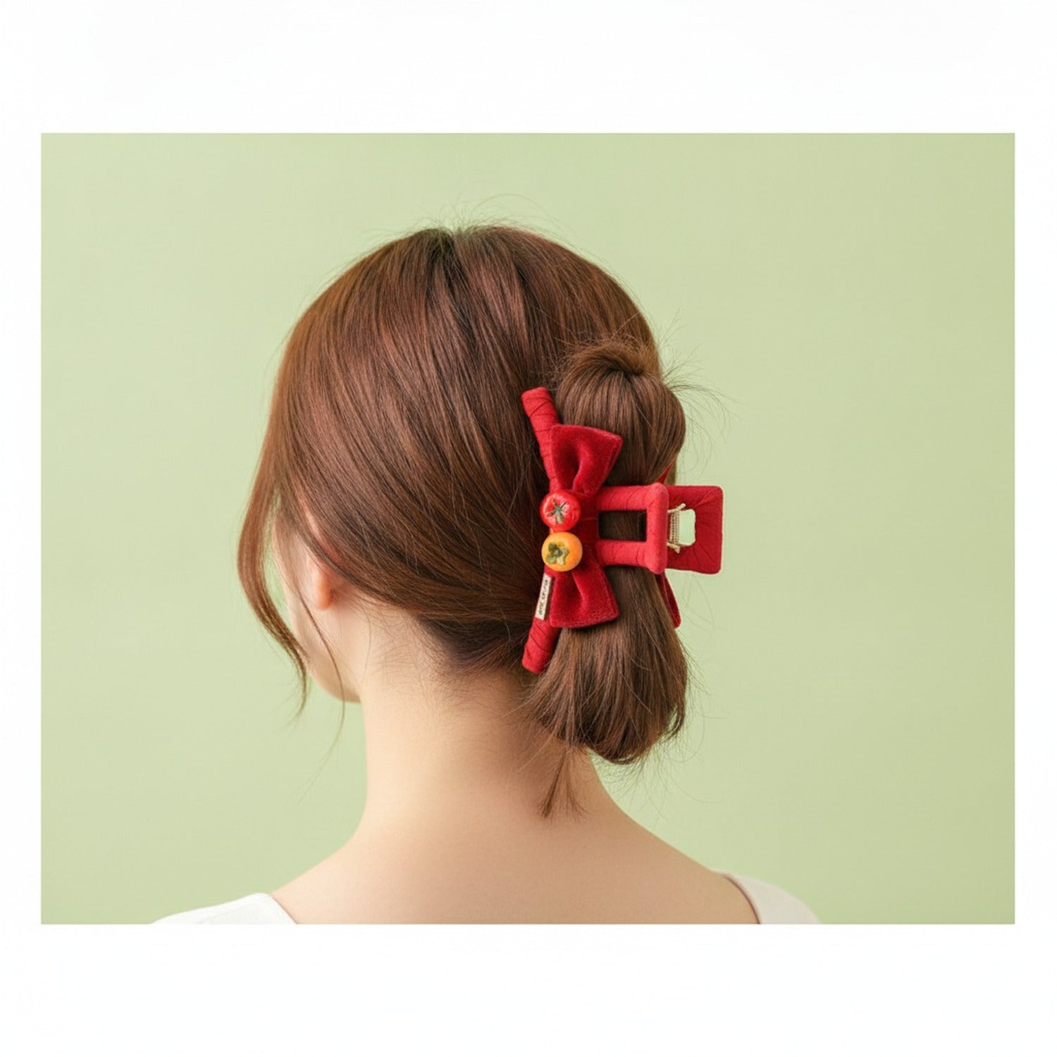 Red Velvet Hair Claw With Tomato Charm