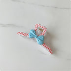 Red Gingham Heart Claw With Turquoise Bow – hair accessories (view 2)
