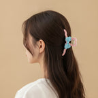 Red Gingham Heart Claw With Turquoise Bow – hair accessories (view 3)