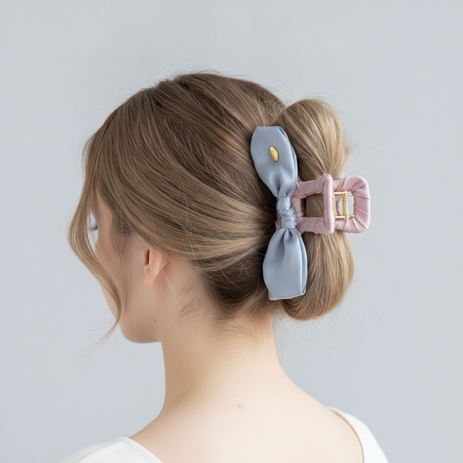 Quilted Hair Claw With Satin Bow
